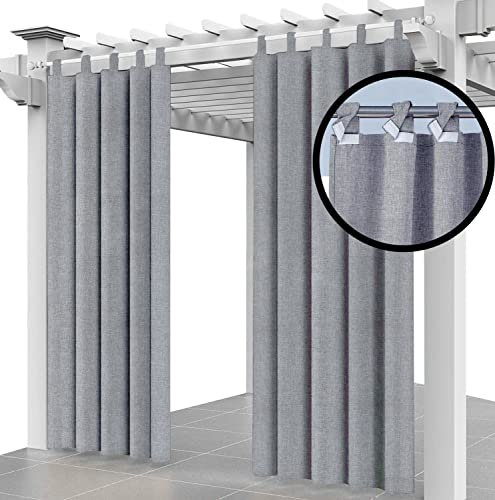 Outdoor Vorhang Schlaufengardine SET 220 x 155 cm Gartenlauben Balkon-Vorhänge Gardinen Verdunkelungsvorhänge mit Schlaufen, Vorhang Wasserdicht für Pavillon Strandhaus (2 Panel) Flachs [129]
