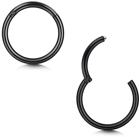 Briana Williams 2stk Segmentring Nasenring Clicker Schwarz 18G 8mm Piercing Nase Septum Ohr Helix Tragus Daith Ring Chirurgenstahl