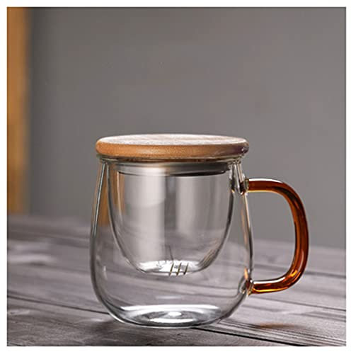 Drinking Cup Glass Tea Cup with Filter 14.8 Ounces of Big Belly Tea Tea 420ml Cup Tea Water Separation with Cover (A) (A)