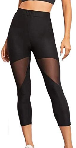 AIchenYW Frauen 3/4 Kurze Leggings Mesh-Hose Sportliche Mode Yoga Stretch-Hose Sexy und glamouröse Laufhosen Fitness Workout Yoga Tights Hose Hohe Taille Sportleggins