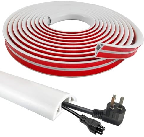 8m Canaletas para Cables Autoadhesivas, Protección Pasacables Suelo de Cables, Canaletas para Cable Management y Esconder, Cubierta de Cable para Todos los Cables de Calibre 8 mm | 20 × 10mm (Blanco)