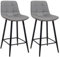 Lot de 2 Tabourets de Bar, Chaises Hautes, Revêtement en PU avec Dossier et Repose-Pieds, Cadre en Métal pour Bar Bistro, 43 cm (L) x 34 cm (l) x 97 cm (H) (Gris)