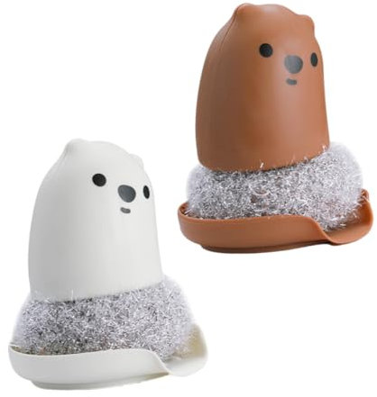 SOLUSTRE 2st Bär Reinigungsbürste Geschirrputzen Topf-geschirrwäscher Geschirrspülbürste Schrubber Wiederverwendbare Spülbürste Pfannenbürste Geschirrspüler Mit Griff Acryl Schwamm Haushalt