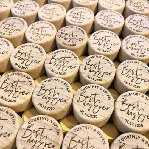 Tappo per vino in legno personalizzato, per matrimoni, baby shower, feste, regalo per ospiti, tappo per bottiglia di vino e champagne, accessori in sughero (20 pezzi, 2,8 x 3 x 1,8 cm)