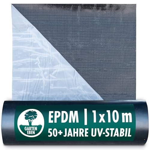 Garten Eben - Dachfolie selbstklebend EPDM 1mm - 1 m x 10 m = 10m² Gartenhausbahn selbstklebend EPDM Dachbahn wasserdicht schwarz