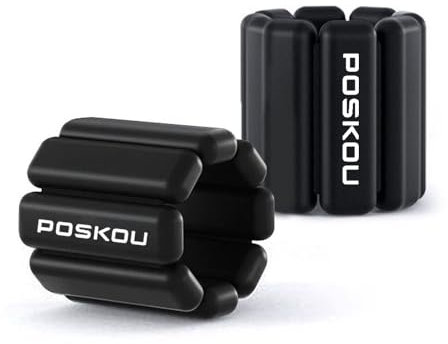 POSKOU Gewichtsmanschetten Ankle Weights Bracelets Handgelenk Gewichte Knöchelgewichte für Yoga, Pilates, Walking, Jogging, Aerobics 0.45KG Each, 2 Per Set (Schwarz)