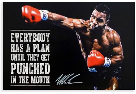 Jdekaec Poster, Motiv: Boxer Mike Tyson, inspirierende Zitate, 1 Leinwand-Poster, Schlafzimmer-Dekor, Sportlandschaft, Büro, Raumdekoration, Geschenk, ungerahmt, 30 x 45 cm