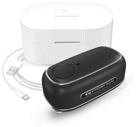 Kitchen Mama Orbit One Rechargeable Can Opener: Hands-Free Operation, Type-C Charging, Automatic Shut-Off, Smooth Edge, Professional-Grade Blade for Large Cans, Includes Elegant Storage Box (Black)