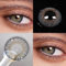 Kontaktlinsen farbig MIT STÄRKE, Sehr stark natürlich deckende graue GREY + Behälter, 1 Paar (2 Stück), DIA 14.50, 1 Monatslinsen, Soft Lens
