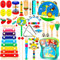 HYOJCWU Musikinstrumente Set - 33 Stück Percussion Holzspielzeug für Kinder, Baby Montessori Spielzeug, Xylophone, Geschenke für Kleinkinder