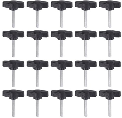 QUARKZMAN 20Pcs Vis de Serrage à Oreilles M4 x 25mm Boutons Mâles Standard en Plastique Poignées de Boutons en T Poignées de Serrage à Main, Noires