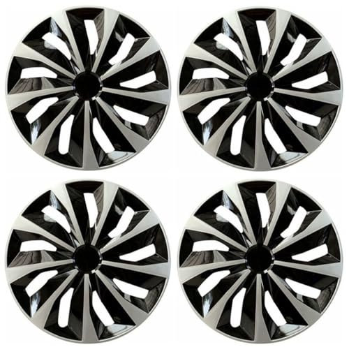 GTEVDK 4 Stück Radzierblenden Set für Renault Twingo I 1993–2007,Stahlfelgen Felgendeckel Radkappensatz Zubehör,B3-16 inch Silver Black