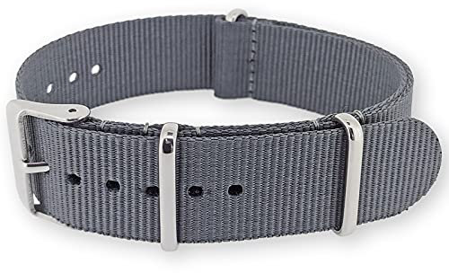 Natos.com - Graues NATO Uhrenarmband G10 Military Nylon Strap - 18 mm
