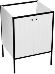 lavita Waschbeckenunterschrank Badezimmerschrank Mimir White/Black 600 Standschrank Badschrank Waschtischschrank Schrank 60cm Breit Mehrzweckschrank Badezimmermöbel MDF 45,5x59x83 cm