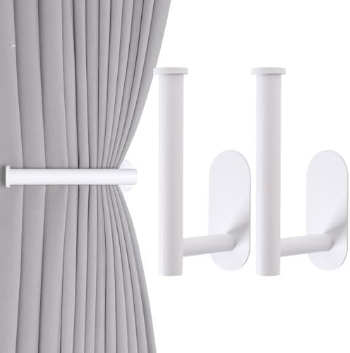 OCIOLI Sujetadores Adhesivos para Cortinas, alzapaños de Cortina, Soportes de Cortina sin Taladro, Ganchos Adhesivos para Cortinas (2, Blanco)