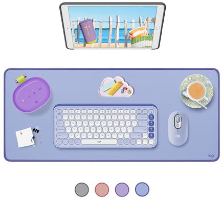 Logitech Desk Mat - Studio Series, Multifunctional Large Desk Pad, Extended Mouse Mat, Office Desk Protector with Anti-Slip Base, Spill-Resistant Durable Design, in Lilac