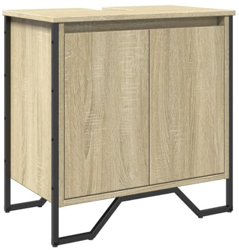 vidaXL Armario Lavabo baño Madera ingeniería Roble Sonoma 60x35x60 cm, Armario de Lavabo de baño, Mueble lavamanos baño, Mueble bajo Lavabo