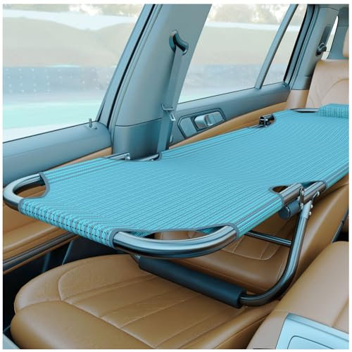 Universell Tragbares, Zusammenklappbares Campingbett Fürs Auto, Nicht Aufblasbares Reisebett Für SUV, LKW, Minivan, Schlafmatratze Für Den Rücksitz Des Autos, Kompaktes, Bequemes Roadtrip-Bett(Blau)