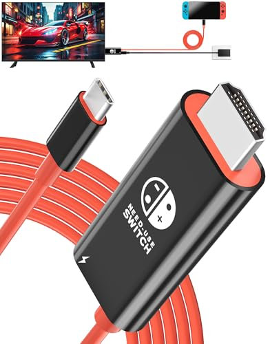 Gmeaou Base de interruptor portátil para Nintendo Switch, 6.5 pies, negro y rojo