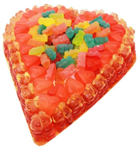 Fruchtgummi Herz Torte aus Erdbeer Margarita Fruchtgummi Bären 800g