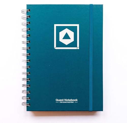 Roll & Play Press Game Master's Quest Notebook: 120 page, A5 hardback world-building journal for character, setting and plot notes, with lined, gridded and hex paper