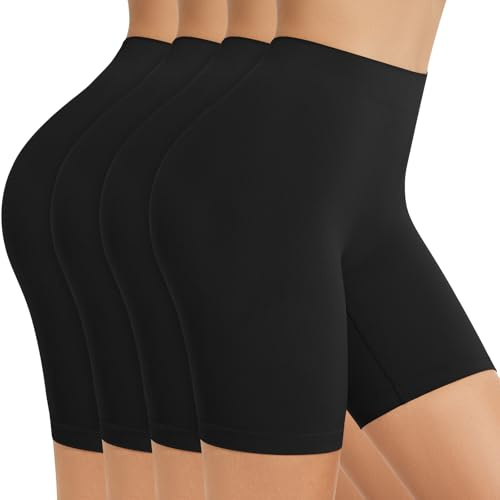 SIHOHAN Radlerhose Damen kurz, Unterhosen mit Bein Boxershorts Damen Kurze Leggings Shorts, Unterziehhose Hose unter Kleid Radler Unterwäsche, hohe Taille und Bequem (4 x Schwarz, XL)