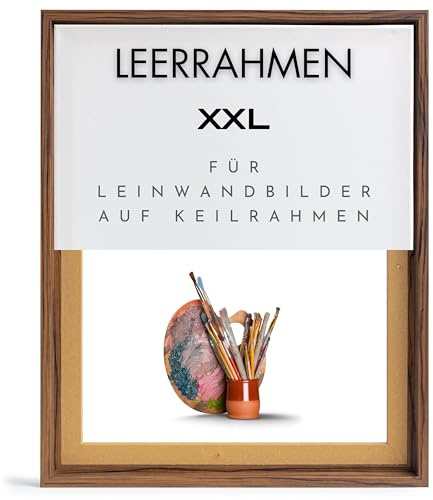 NB Akzent Schattenfugenrahmen XXL 80x120 cm - Nussbaum – Leerrahmen mit Tiefeneffekt aus MDF Holz in zerlegter Form – für Leinwandbilder auf Keilrahmen