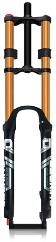 QHIYRZE 26 27.5 29 Mountainbike Luftfedergabel XC/AM Doppelschulter Fahrradgabel Zugstufeneinstellung Mit Lockout, Federweg 150mm 1-1/8 Gerade Vorderradgabel Scheibenbremse QR(Gold,29'')