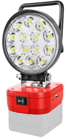 YOJZMA 42W 4200LM LED-Arbeitsleuchte für Milwaukee M18 Akku（Ohne Batterie） | USB- und Typ-C-Ladeanschluss, Tragbare Baustellenleuchte für Außenbereich, Autoreparaturen, Werkstätten, Camping