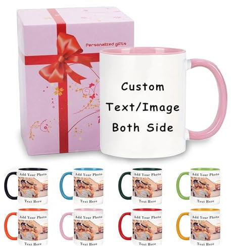 Custom Mug with Any Text & Photo, Personalised Funny Coffee Mugs with Any Hidden Message, Unique Gift for Him & Her, Customised Gifts for Family, Friends, Couple, Birthday, Anniversary (Pink)