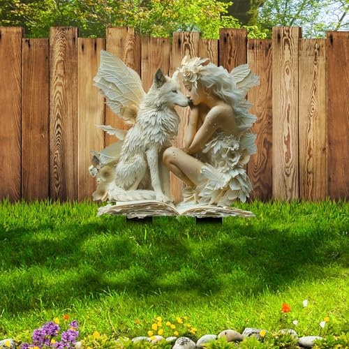 Generisch Garten Deko Gartenfiguren für Draußen Wetterfest, Wetterfeste Elfen-Gartendeko, Schildkröte und Gartenzwerg Statue, 2D Harz Gartendeko Figuren, 2D Teich Deko Geschenk (Stil-J)