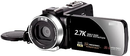 ZGJIAJU 2.7K Video Camera Digital Camcorder For Home Use 16X Zoom 30MP Vlogging Webcam 3.0 Rotate Touch Screen(Standard)
