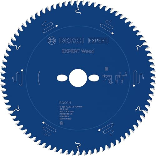 Bosch 1x Expert Wood Corded Circular Saw Blade for Table Saw | for Softwood, Hardwood, Ø 260 mm, Professional Accessory Table Corded Circular Saw, Stationary Table Saw