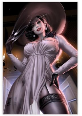 BGFER Poster Resident Evil Lady Dimitrescu (4) Leinwandposter Schlafzimmer Dekor Landschaft Büro Zimmer Dekor Geschenk 30 x 45 cm