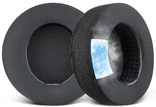 SOULWIT Almohadillas de Gel Refrescante para Philips Fidelio X2HR/X3/X2/X1S Auriculares, Recambio Almohada Cascos con Tejido Ice Silk, Espuma de Alta Densidad - Negro
