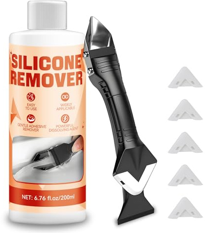 NoxGule 200ml Enlever Joint Silicone, Dissolvant Silicone, Dissout Joint Silicone, Rapidement Efficacement, Convient pour cuisines, salles de bains, éviers, Comprend Lisseur Joint Silicone