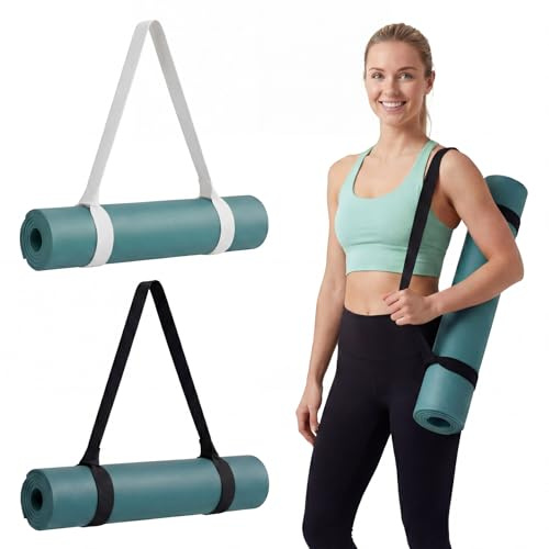 2 Stk Yoga Matte Tragegurt Yogamatte Tragegurte Verstellbare Yogamatten | Tragegurt, Yogamatten Carrying Straps für Fitnessmatten Workout Sport Matte (3,8 x 150 cm, Schwarz/Weiß, Mat nicht enthalten)