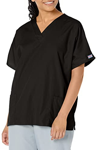 Cherokee Scrubs for Women Workwear Originals V-Neck Top 4700, Black, L