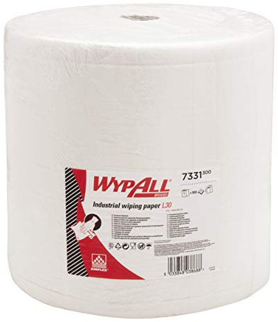 WypAll L30 Reinigungstücher 7331, weiß, Putzpapierrolle, 1x1000 Tücher | Papierrolle Werkstatt, Einweg-Wischtücher, extrabreit und extralang, für mittelschwere bis schwere Aufgaben, 1.000 Tücher