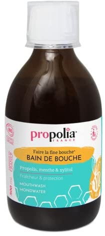 PROPOLIA - Bio - Bain de bouche quotidien - Purifie et apaise les gencives - Protection - Haleine fraîche - Propolis, Menthe & Xylitol - Efficacité 12h - Fabriqué en France - 300 ml