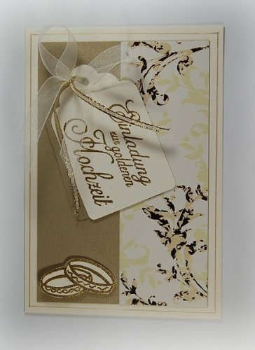 5 x Hochwertige Einladungskarten zur goldenen Hochzeit* creme-gold *Handmade*