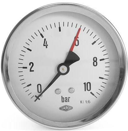 EMPEO by Messbo Manometer, NG 80 0-1 bar, 80mm Durchmesser, G1/4 Zoll Anschluss hinten, Rohrfedermanometer, Gehäuse aus Stahl, schwarz