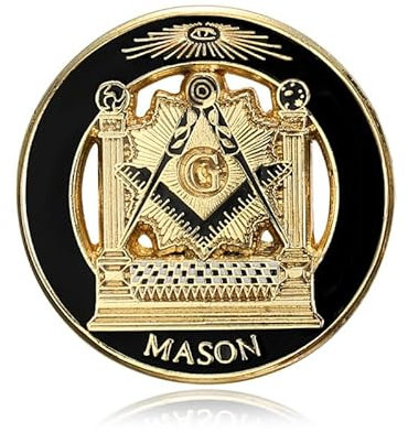 BOBIJOO JEWELRY - Pins G Equerre et Compas LDS Temple Boutonnière Epingle Franc-maçon Pin's Or Noir Email
