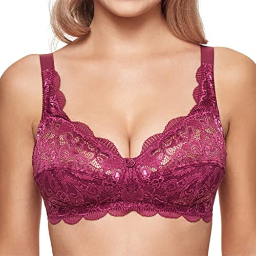 Susa Soutien-Gorge sans Armatures en Dentelle élastique pour Femme Latina, Rose (Prune 118), 80E