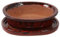Bonsai Pot with Saucer - Oval 20cm Wide - Deep Red - Perfect for Bonsai Trees and Succulents