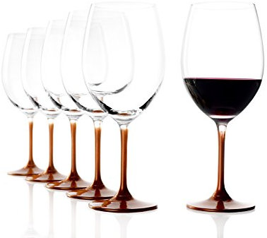 Stölzle Lausitz Bordeauxgläser Bronze Event 6er Set 635 ml – Weingläser ideal für Bordeaux-Weine – Elegante Rotweingläser mit bronzefarbenem Fuß & Stiel – Bruchresistente Weingläser aus Kristallglas