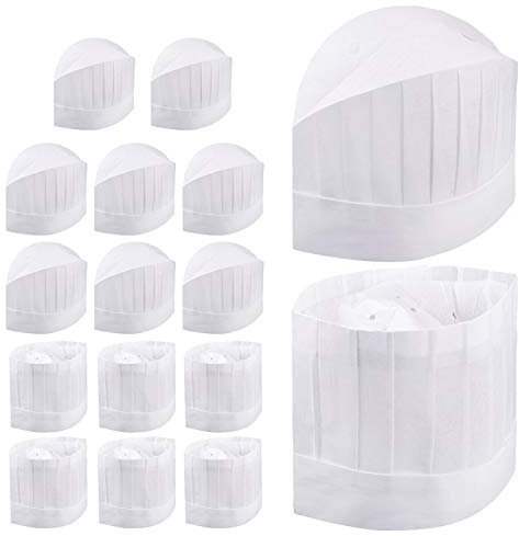 SelfTek 16 Pack Einweg Kochmütze Set 9-Zoll-Küche Kochen Kochmütze für Home Küche, Restaurants, Lebensmittel, Anlässe, Klassen und Parteien