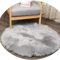 DQMEN Spitzenqualität Lammfellimitat Teppich, Kunstfell Dekofell Lammfellimitat Teppich Longhair Fell Nachahmung Wolle Bettvorleger Sofa Matte (Grau, 90 X 90 cm)