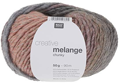Wool Rico Creativ 90m 50g Washable - Gray/Pink