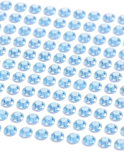 MOVOJA Hellblaue Glitzersteine Selbstklebend - 220 Stk 8 mm | Strasssteine Zum Basteln Aufkleber Glitzersteine Sticker Diamanten Klebe Steine Basteln Klebesteine Selbstklebend Glitzer